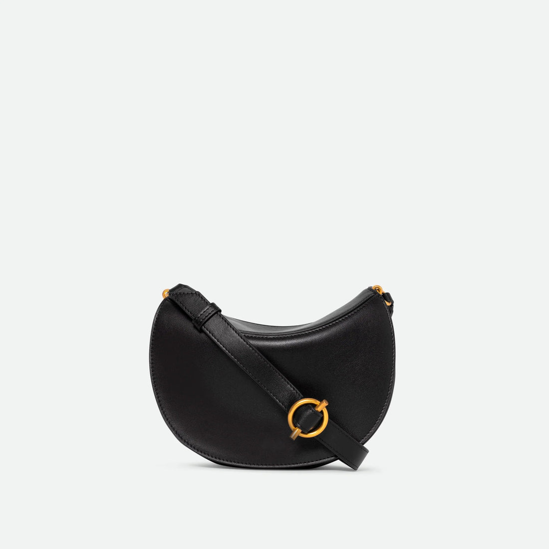 Curved Crescent Leather Mini Hobo Crossbody Bag