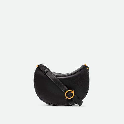 Curved Crescent Leather Mini Hobo Crossbody Bag