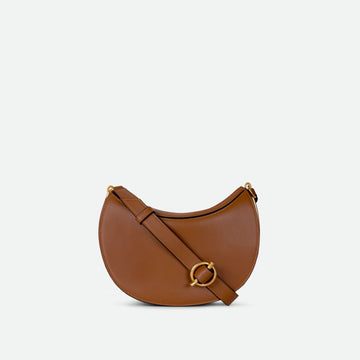 Curved Crescent Leather Mini Hobo Crossbody Bag