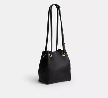 Natural Grain Nappa Leather Drawstring Mini Bucket Crossbody Bag