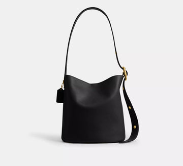 Natural Grain Leather Adjustable Strap Bucket Shoulder Bag
