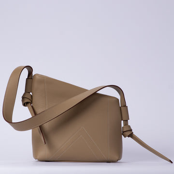 Adjustable Knot Strap Full-Grain Leather North-South Bucket Shoulder Bag