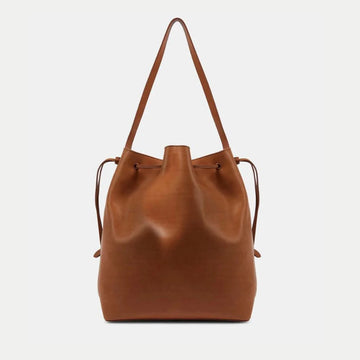 Calfskin Drawstring Leather Bucket Shoulder Bag